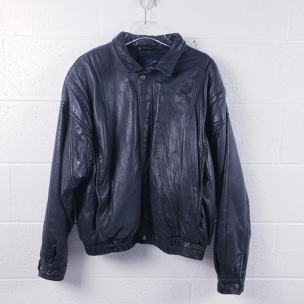 Vintage Robert Comstock Genuine Leather Casual‎ Bomber Jacket Men's Size Large